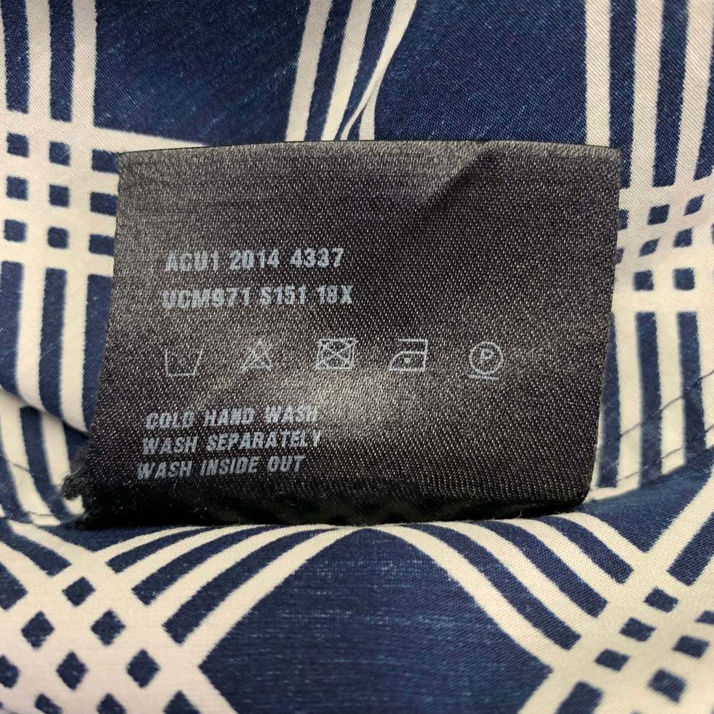 PRADA Navy White Plaid Cotton Button Up Long Sleeve Shirt - Picture 7 of 7